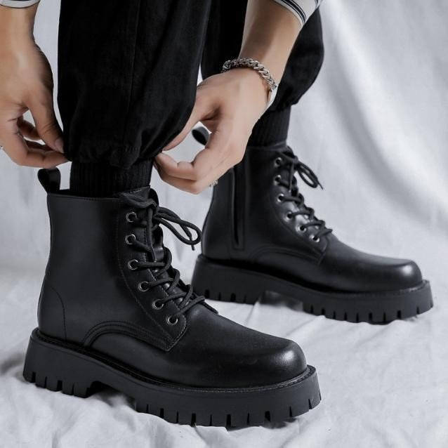 Giày Boot Nam - Boots Combat Đế Chunky Khóa Kéo GN424 (Có SIze To 45-46)