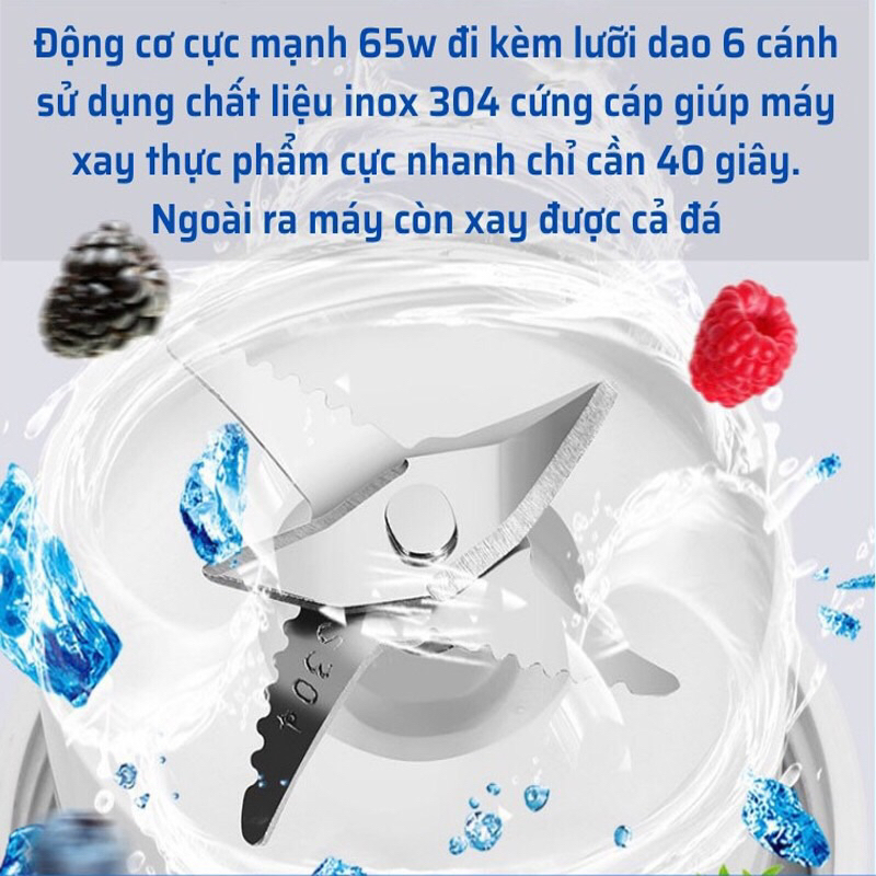 May xay sinh tố cầm tay,máy xay mini Juicer 6 lưỡi xay được đá hàng chính hãng.