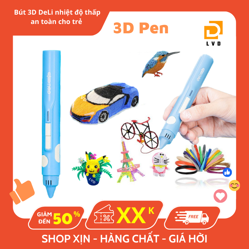 Bút in 3D nhiệt độ thấp chính hãng Deli,đồ chơi giáo dục thông minh,món quà tặng trẻ em
