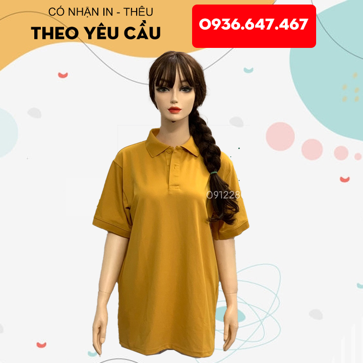 Áo Thun Cá Sấu Polo Màu Vàng Bò Có Cổ Ngắn Tay Nam Nữ Thời Trang