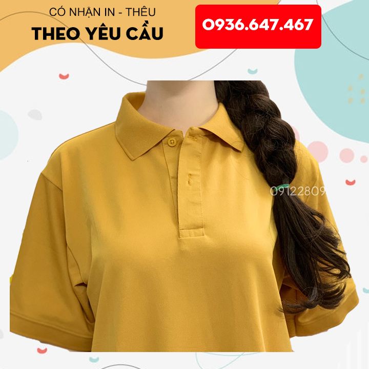 Áo Thun Cá Sấu Polo Màu Vàng Bò Có Cổ Ngắn Tay Nam Nữ Thời Trang