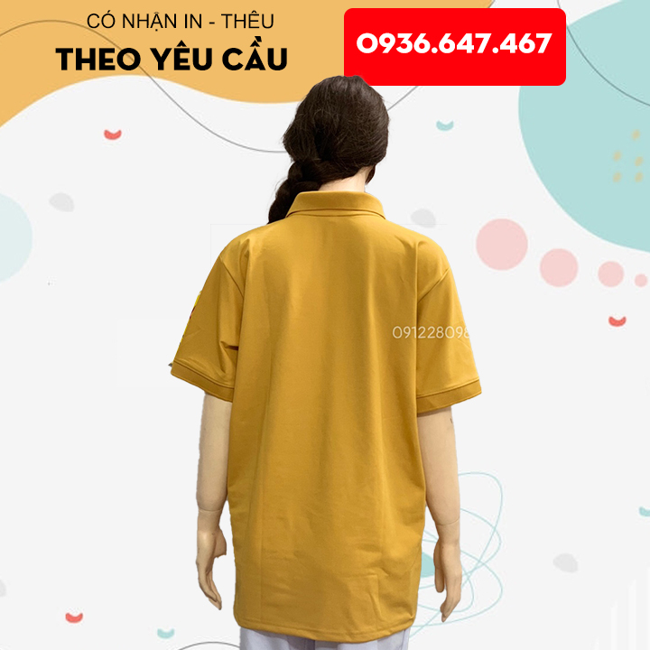 Áo Thun Cá Sấu Polo Màu Vàng Bò Có Cổ Ngắn Tay Nam Nữ Thời Trang