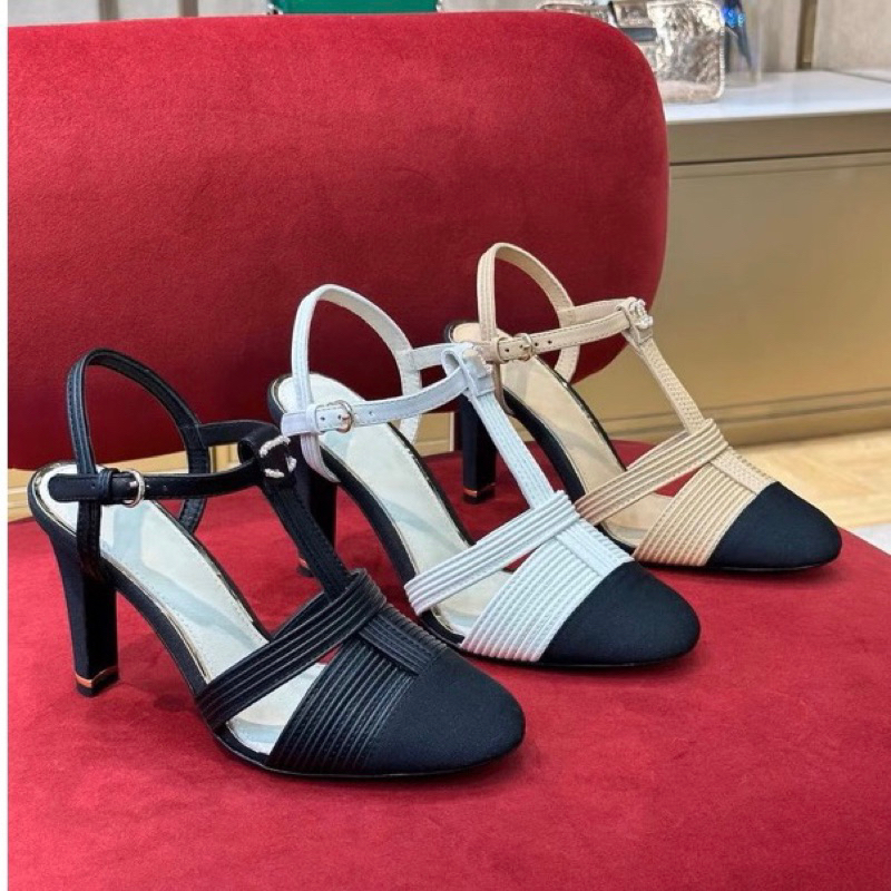 ORDER 🌹 Giày Korea mũi tròn phối đen gót nhọn 9,5cm 35-39