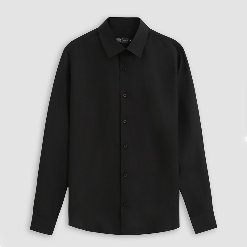 Áo sơ mi nam dài tay Trắng Đen cổ bẻ DEWENS Fullbox, Vải cotton dệt dày dặn, thoáng mát