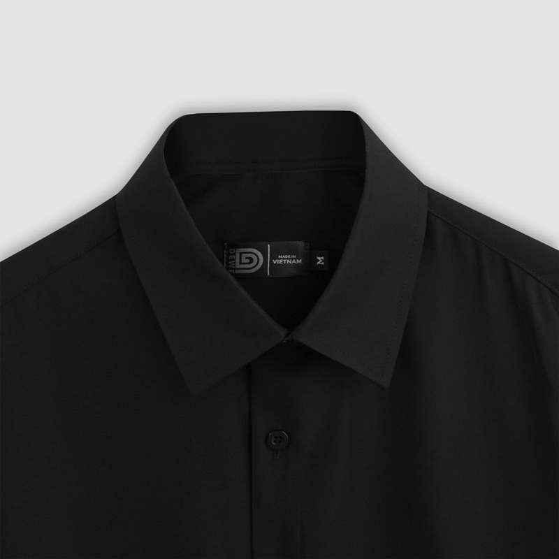 Áo sơ mi nam dài tay Trắng Đen cổ bẻ DEWENS Fullbox, Vải cotton dệt dày dặn, thoáng mát