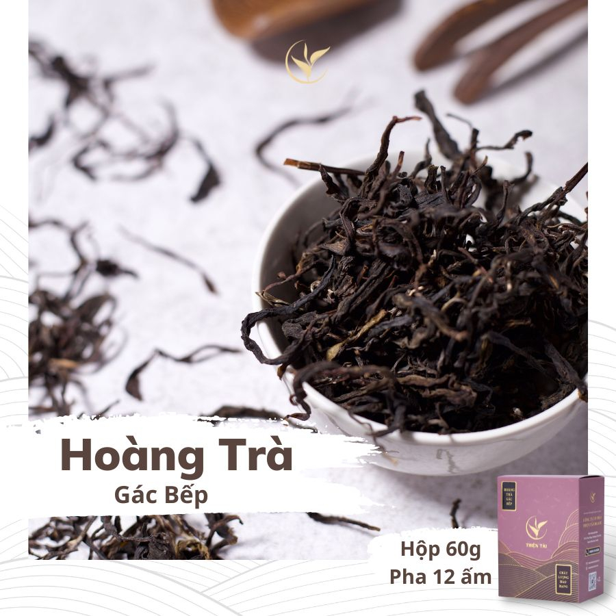 Hoàng Trà Gác Bếp Thiện Tài Trà Shan Tuyết Cổ Thụ Hà Giang 1 tôm 2 lá Hộp 60gram Hảo Hạng Biếu Tặng