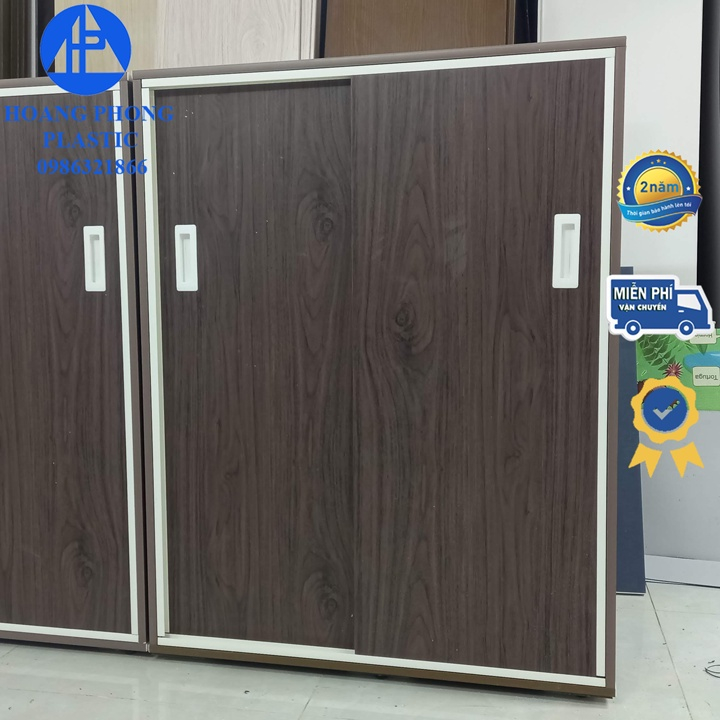 Tủ giày nhựa đài loan 2 cánh cửa lùa màu gỗ óc chó