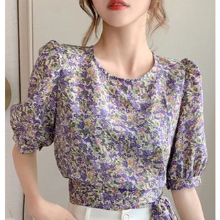 ÁO HOA NHÍ CROPTOP CỘT NƠ EO