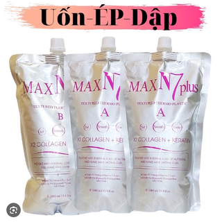 Thuốc uốn tóc xoăn nóng max n7 plus x2 collagen keratin dưỡng siêu sóng 1000ml