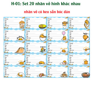 Nhãn vở gudetama- trứng lười - nhãn dán meme gudetama- trứng lười