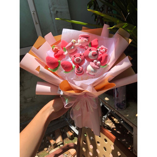 [CÓ SẴN] BÓ HOA GẤU DÂU ĐẤT SÉT HANDMADE