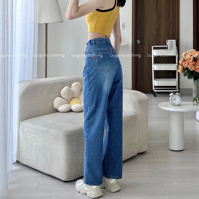 Quần jeans nữ ống rộng GUGUNO