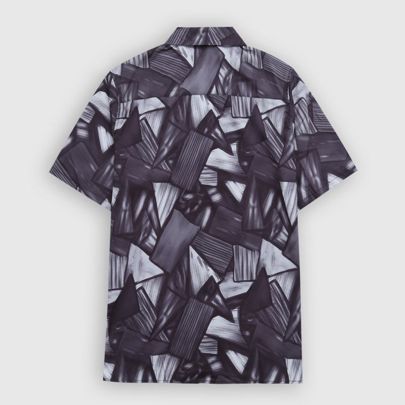 Áo sơ mi nam ngắn tay DEWENS, vải lụa nhập khẩu chống nhăn thoáng mát, họa tiết ảnh ảo - DEWENS Cuban Shirt