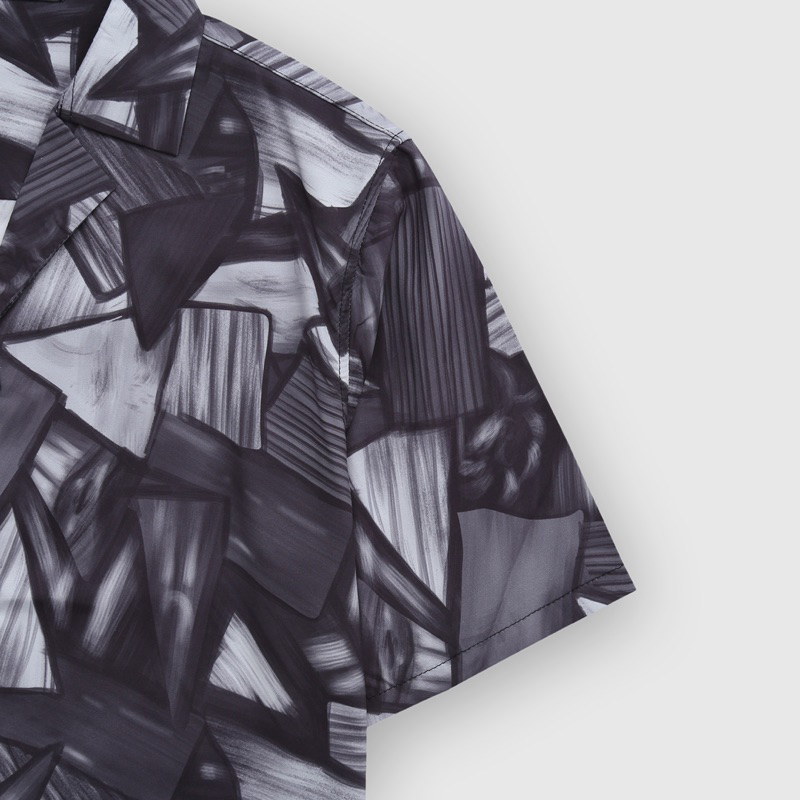 Áo sơ mi nam ngắn tay DEWENS, vải lụa nhập khẩu chống nhăn thoáng mát, họa tiết ảnh ảo - DEWENS Cuban Shirt
