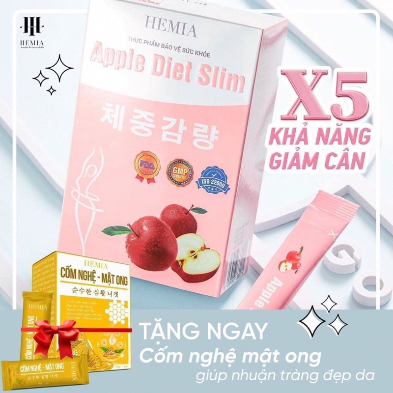 ( TẶNG CỐM NGHỆ GIẢM CÂN ) THẠCH TÁO HEMIA giảm cân hiệu quả, giữ dáng, đẹp da