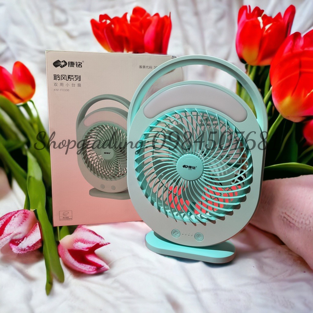 QUẠT SẠC TÍCH ĐIỆN KÈM ĐÈN LED KM-F0336 MỚI VÀ MÃ KM- F0166 ÔNG TÂY HOT MỚI, TÍCH ĐIỆN LÂU VỀ HÀNG