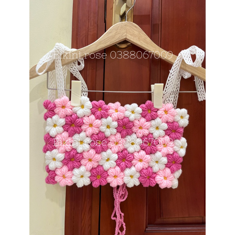ÁO LEN MÓC HOA GHÉP NHIỀU MÀU