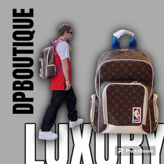 - balo l.v x nba hoạ tiết monograms cao cấp, balo l.v x nba