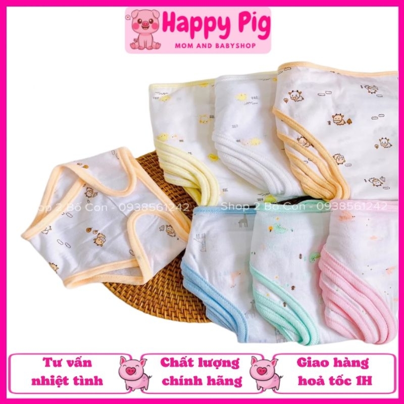 Set 5 Tả vái dán sơ sinh Cún Con cho bé 3-9kg - Tả dán vải sơ sinh chất liệu cotton mềm mịn thoáng khí- Happypig