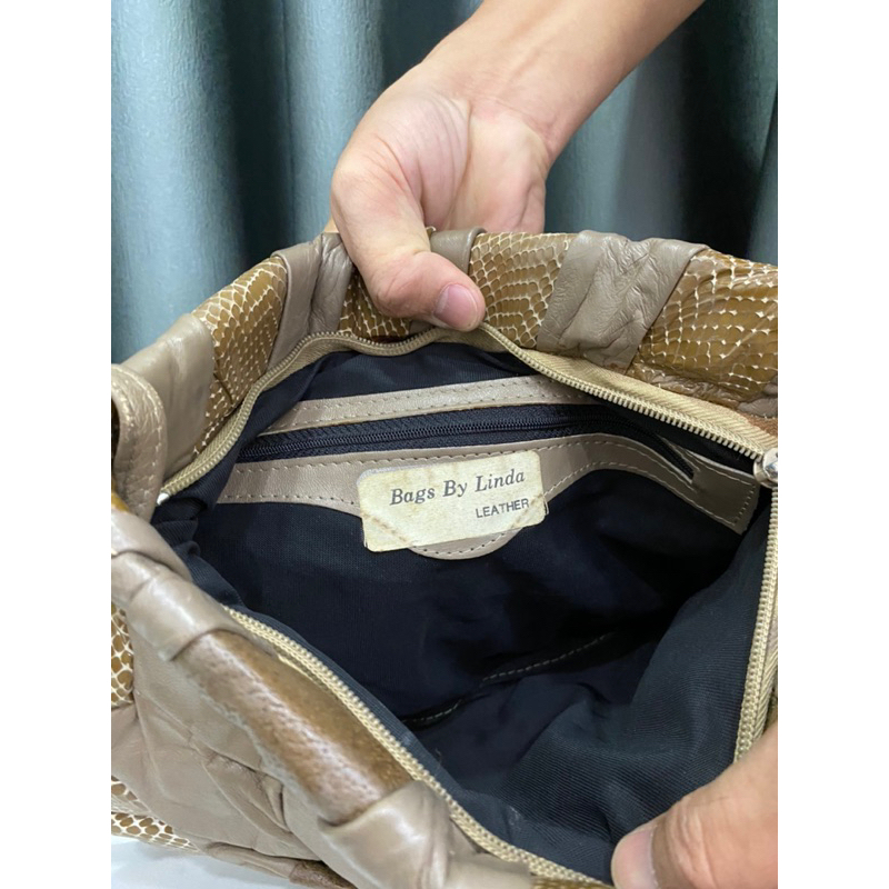 Túi si hiệu BAGS BY LINDA nhập Nhật da bò ghép