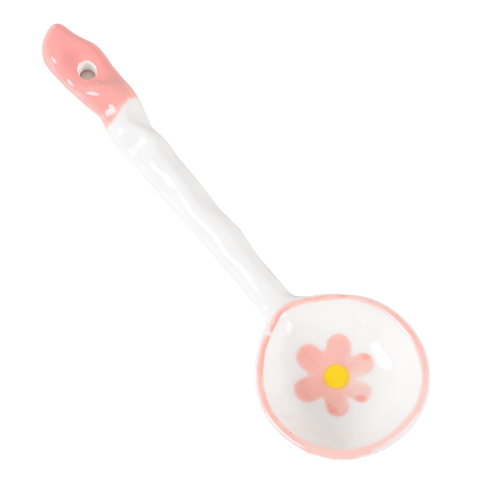 Thìa gốm hoa pastel THIA4 cute dễ thương thìa cơm muôi canh gốm sứ