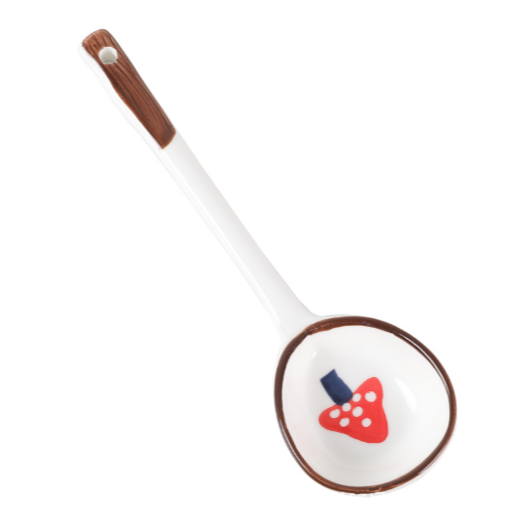 Thìa gốm chân mèo nấm cỏ 4 lá THIA14 cute dễ thương thìa cơm muôi canh gốm sứ