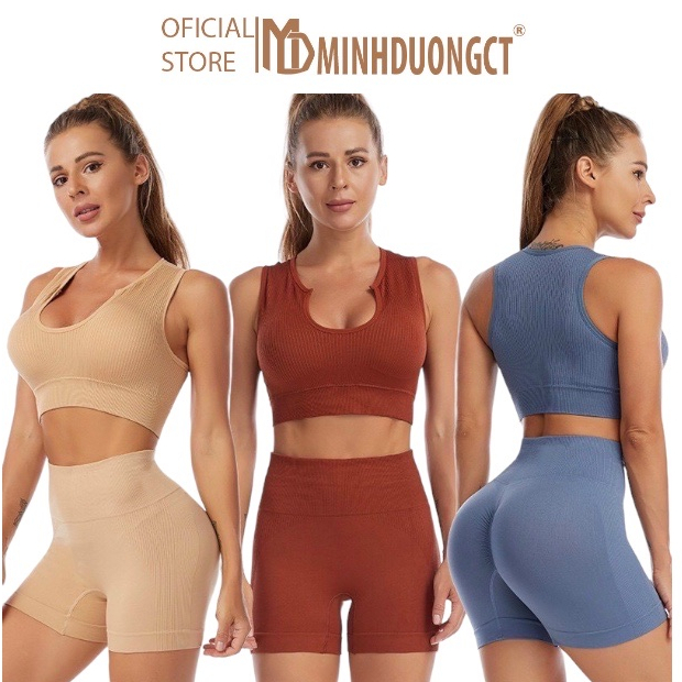 Bộ quần áo tập gym yoga nữ AMIN áo bra có mút ngực quần legging lửng nâng mông đồ tập gym yoga nữ tôn dáng Minhduongct