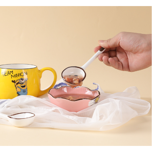 Thìa gốm chân mèo nấm cỏ 4 lá THIA14 cute dễ thương thìa cơm muôi canh gốm sứ