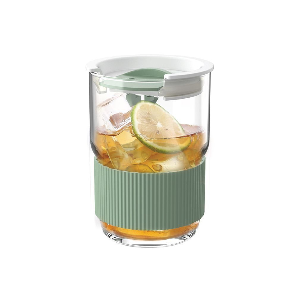 Bình Nước Thủy Tinh Bọc Silicone, Cốc Thủy Tinh Cao Cấp Kèm Nắp, Nhập Khẩu Thái Lan Dung Tích 460ml Ocean Rego - B4516