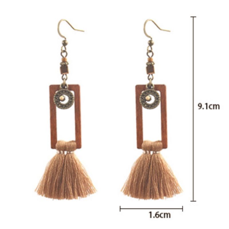 Combo 3 đôi bông tai boho màu nâu cam giá rẻ