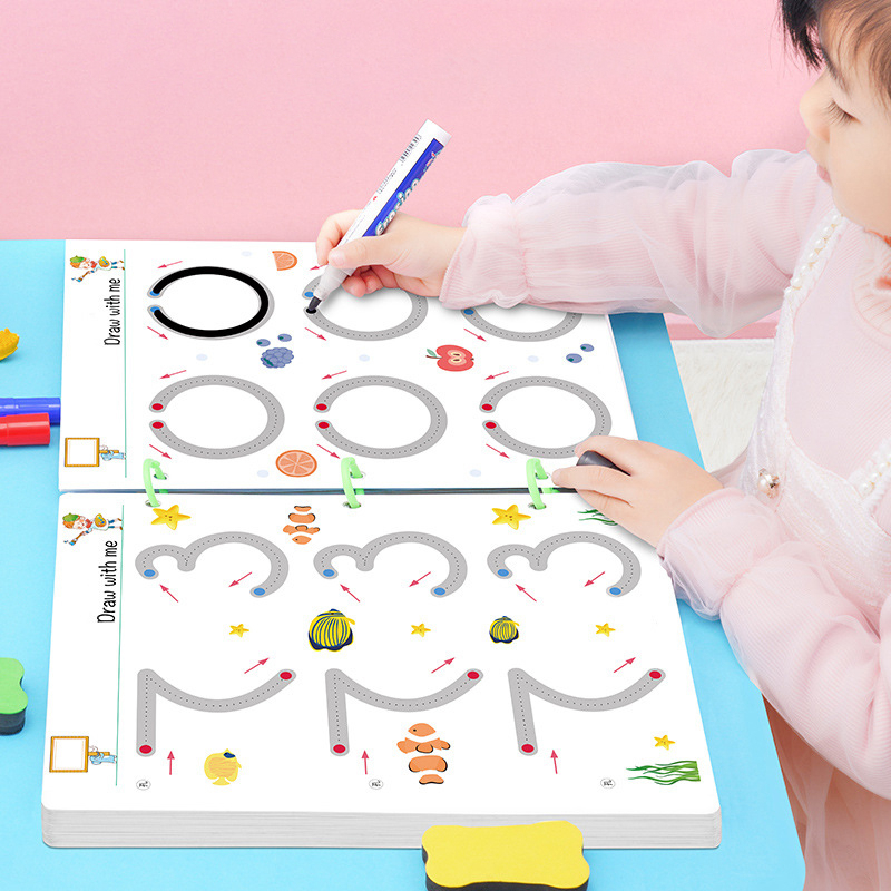 Bộ sách tập tô vẽ xóa thông minh Montessori 64 trang kèm bút dạ giúp bé phát triển tư duy toàn diện