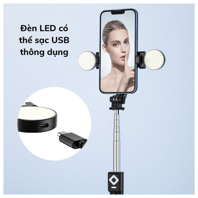Gậy Chụp Ảnh 3 Chân Nami Kết Nối Bluetooth Kèm Đèn Led
