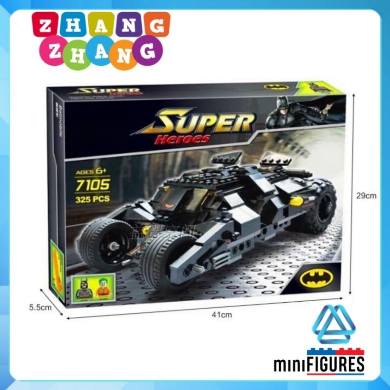 Đồ chơi Xếp hình xe The Tumbler Batmobile người dơi Joker Batman Begins 325 mảnh ghép Minifigures Jisi 7105