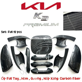  Ốp tay cửa Ốp chén cửa xe Kia K3 2022 2023 2024 2025 Carbon fiber Hõm lưng Gương nắp bình Xăng Phụ kiện trang trí dán 