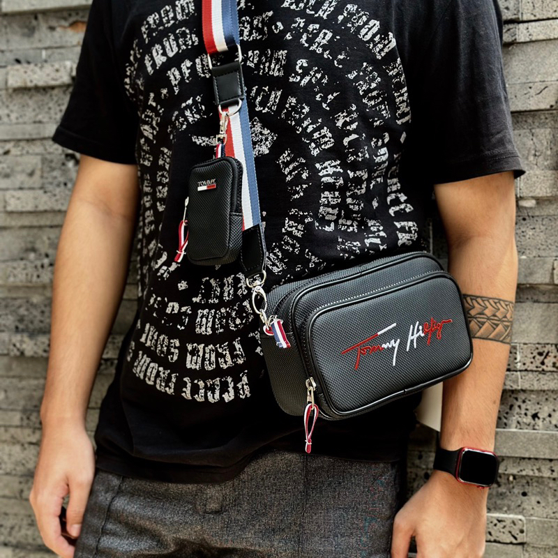 TÚI ĐEO CHÉO TOMMY BLACK KÈM TÚI NHỎ FULL TAG MẠC CHUẨN HÃNG