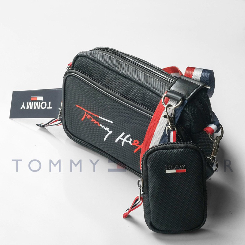 TÚI ĐEO CHÉO TOMMY BLACK KÈM TÚI NHỎ FULL TAG MẠC CHUẨN HÃNG
