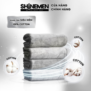 Khăn Tắm, Gội Đầu cotton Shinemen kích thước 35 x 75cm chất nhung mềm mịn, màu xám, không ra màu