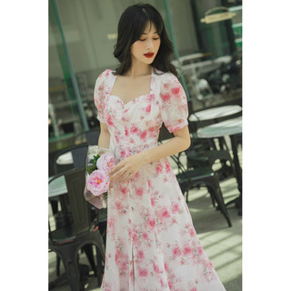 váy hoa thêu có tay Tani dress