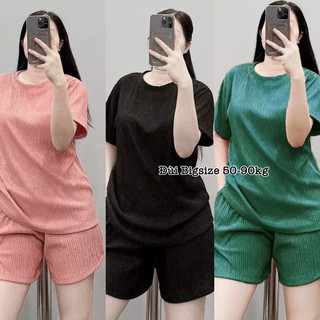 Set thun gân đùi bigsize - đồ bộ thun gân nữ thể thao xinh đẹp giá rẻ 50-90kg