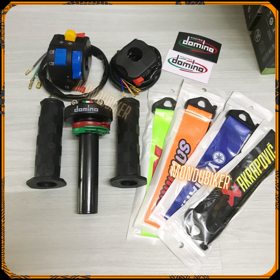 Combo cùm Domino & Cùm công tắc FZ & Bao tay Daytona tặng móc cảng yên xe màu ngẫu nhiên