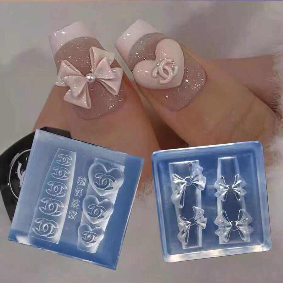 Khuôn silicon tạo khuôn nơ , khuôn tim làm nail