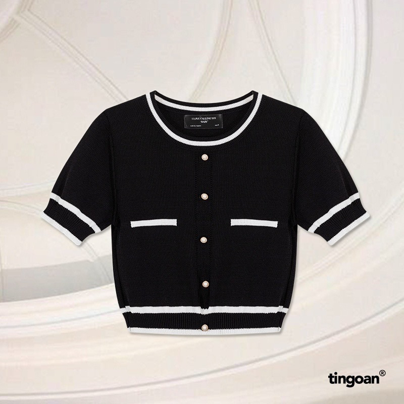 áo len croptop alisa đen tingoan freesize newtag