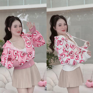 Áo khoác lưng tay dơi in hình gấu losto dễ thương