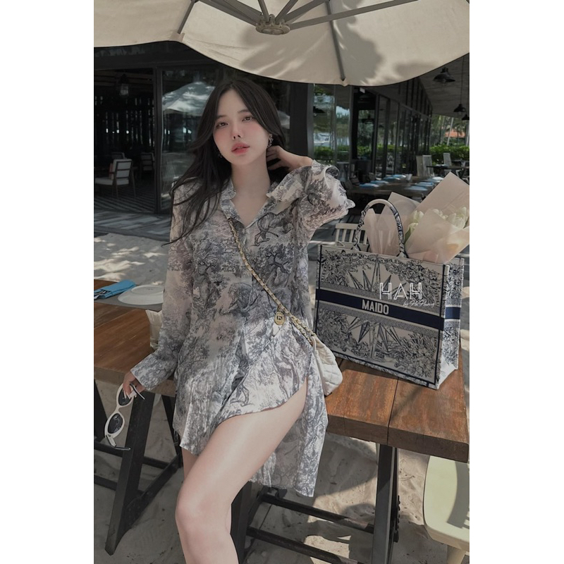 Áo Sơmi Kẻ Xanh Cốm Gấu Đá Lưng QC L1