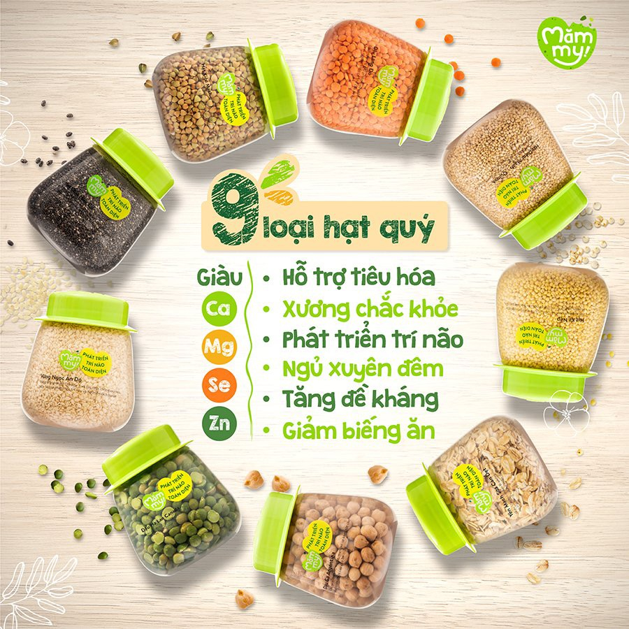 Đậu hạt hữu cơ cho bé ăn dặm Mămmy: Đậu lăng đỏ, đậu gà, quinoa, yến mạch sữa, hạt chia...Mămmy