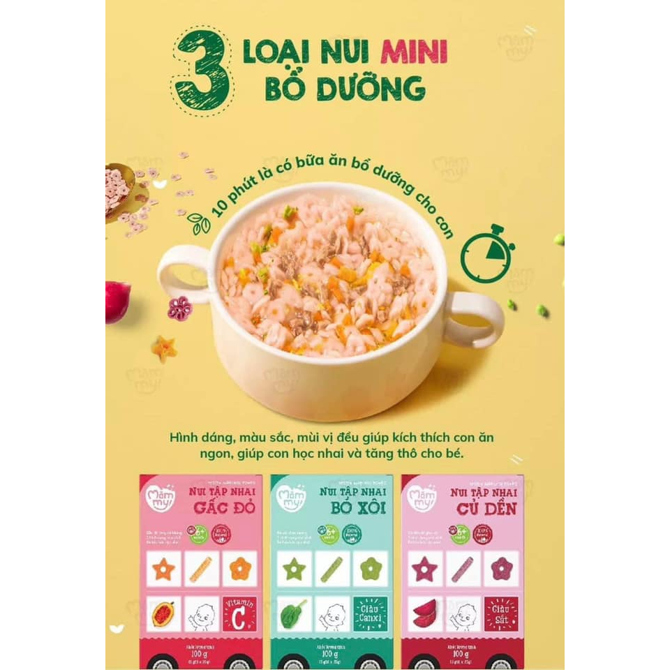 Nui ăn dặm rau củ tách muối MĂMMY hộp 100g