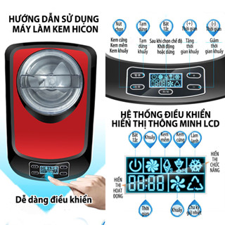 Máy Làm Kem Tươi Tự Động Hicon 1.5L – Máy Làm Kem Gia Đình Công Suất Lớn, Làm Kem Nhanh 60 Phút