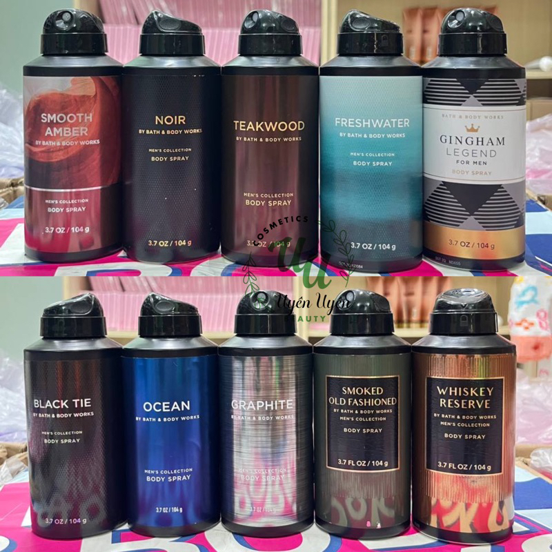 Auth bill Mỹ - Xịt khử mùi toàn thân nam, ngăn đổ mồ hôi, lưu hương nam tính body spray BATH & BODY WORKS đa dạngspray