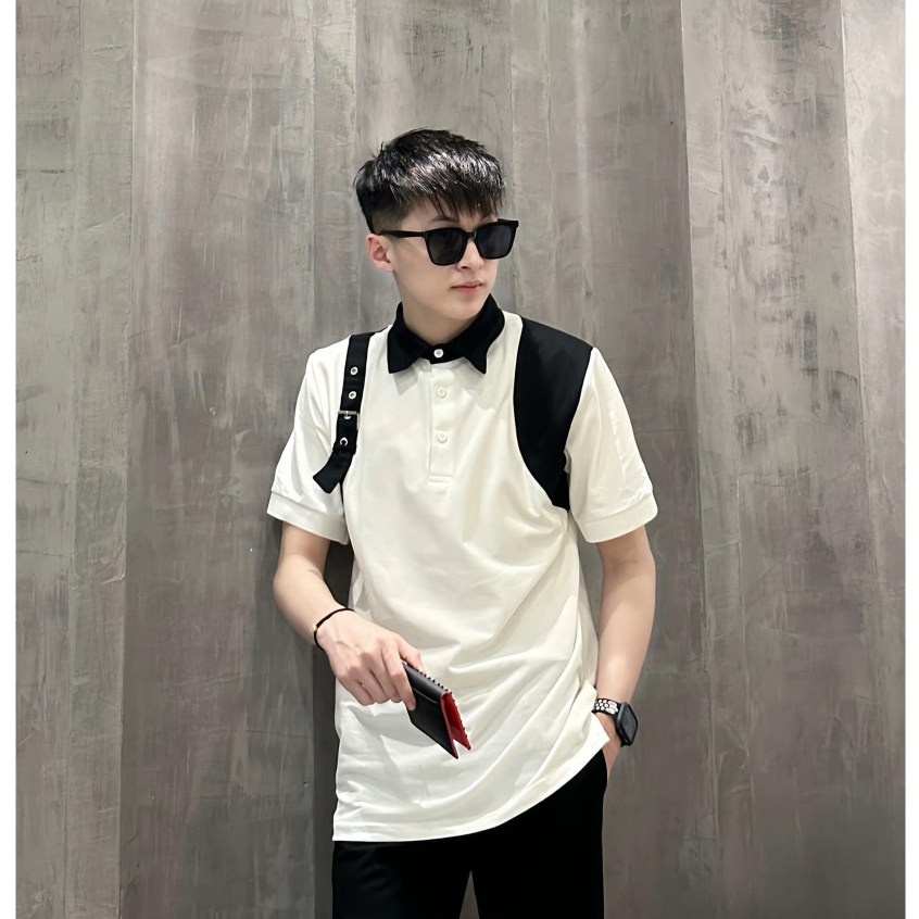 Áo Polo Nam Trắng Cổ Đen Vải Cotton 2 Chiều Mặc Mát Phong Cách Sang Trọng Mẫu Hot 2023