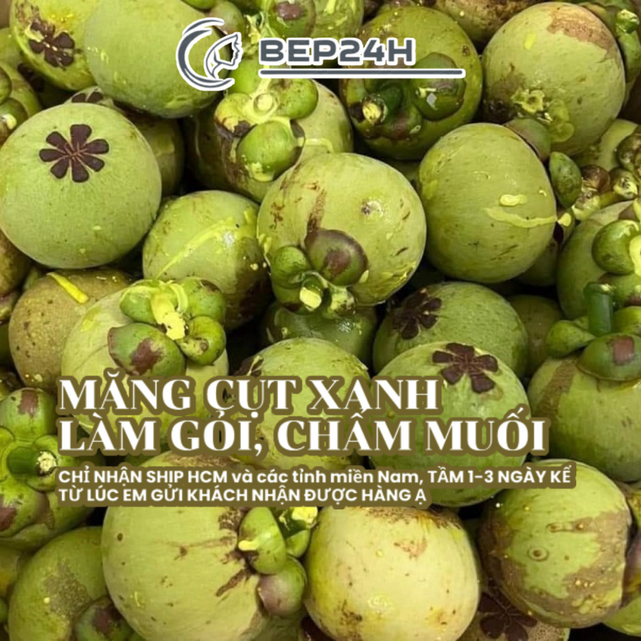 Thùng măng cụt xanh làm gỏi gà 1 kg chưa gọt vỏ - măng cụt sống - ruột măng cụt gọt sẵn